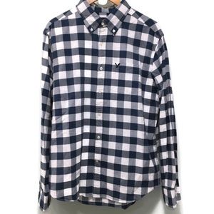 AMERICAN EAGLE blue/white check button down